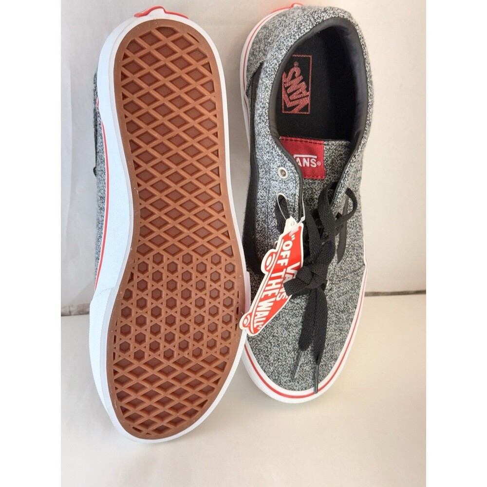 Vans Unisex Old Skool Youth 7 Sneakers Lace Up Low Shoes Grey Black Red - Picture 12 of 16
